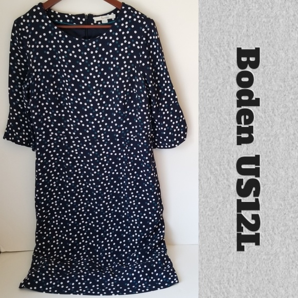 Boden Dresses & Skirts - Boden Navy Polka Dot Dress Bell Sleeve Damaged 12L